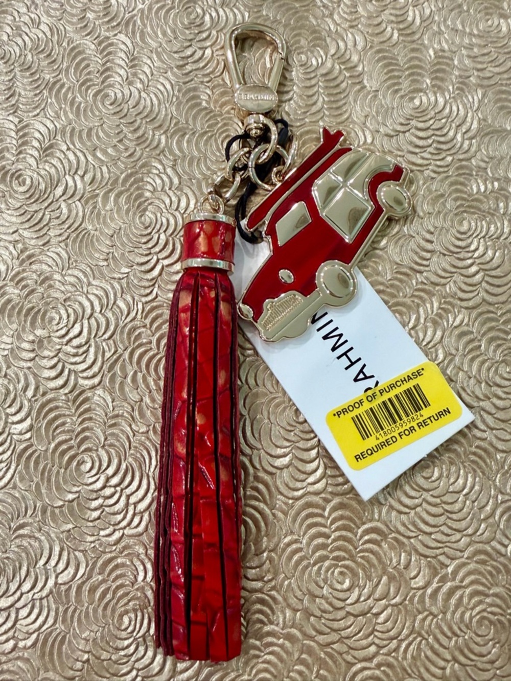 Brahmin Cardinal Copa Car Leather Charm Tassel